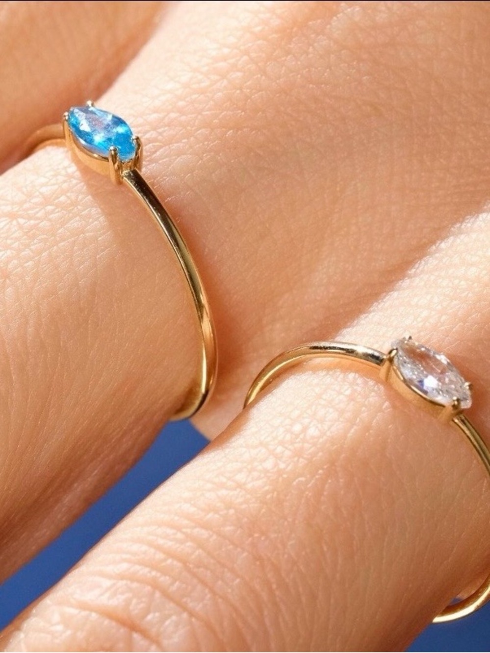 Solid 14k Gold Marquise Ring - Solid Gold View 3
